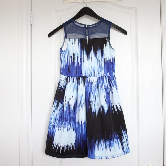 COPY - Pippa & Julie blue abstract scuba dress size 12 - Picture 3 of 11